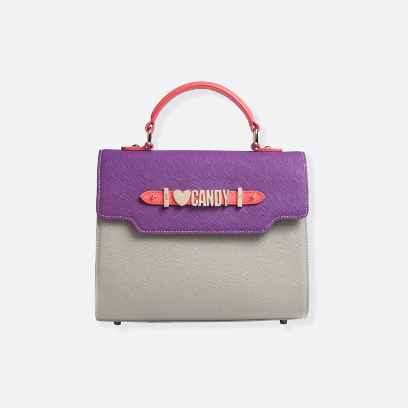 OhMart People By People - Leather Martini Handbag ( Purple - Gray ) 3
