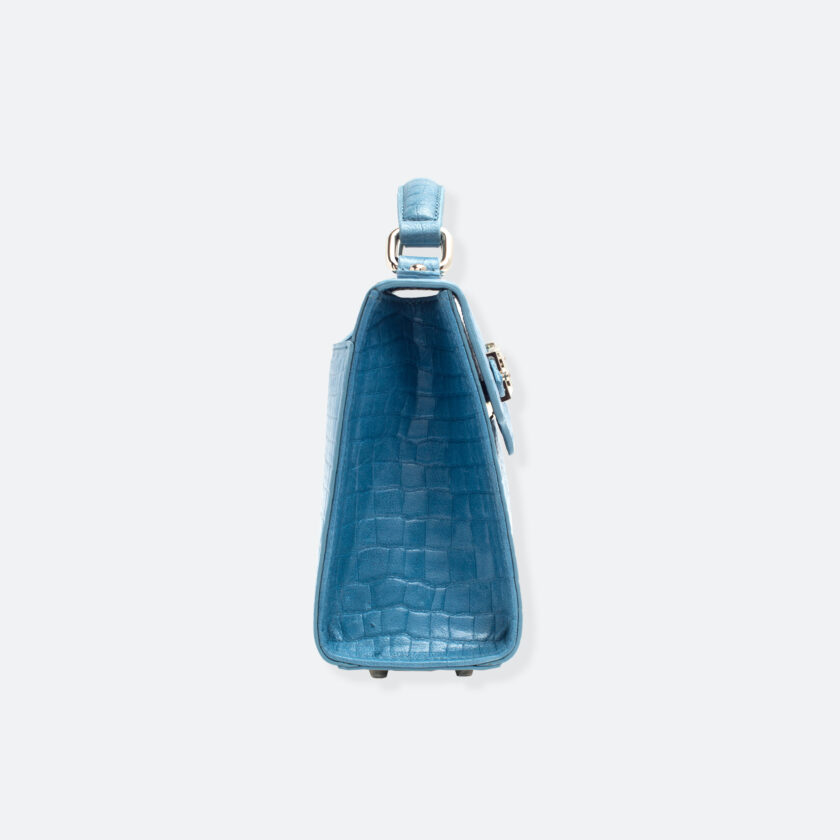 OhMart People By People - Leather Mini Martini Handbag ( Blue - Crocodile skin ) 2