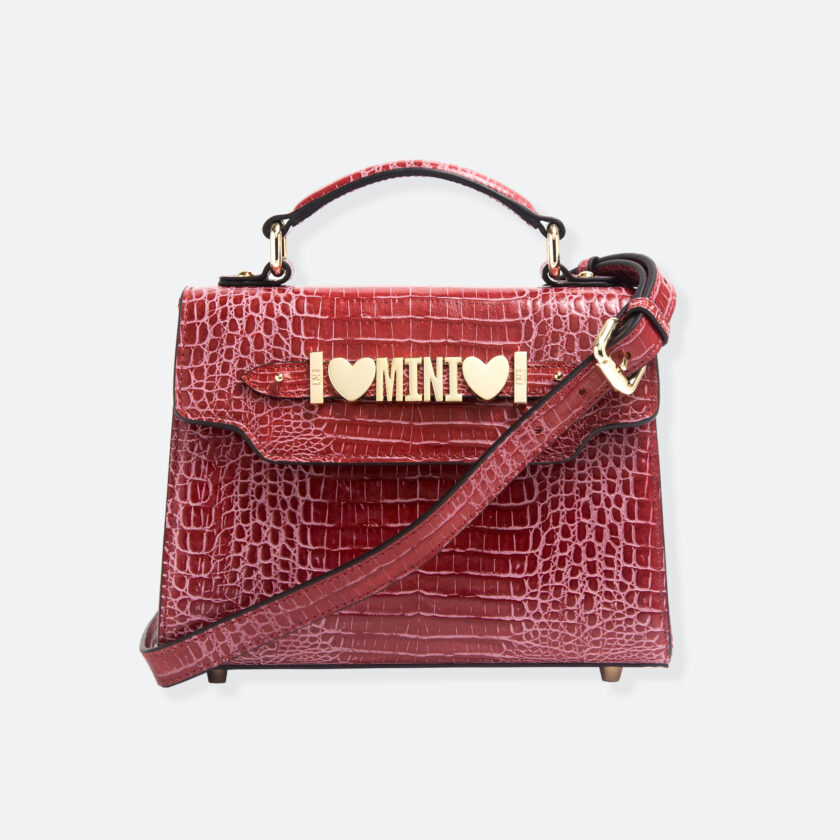 OhMart People By People - Leather Mini Martini Handbag ( Red - Crocodile skin ) 1