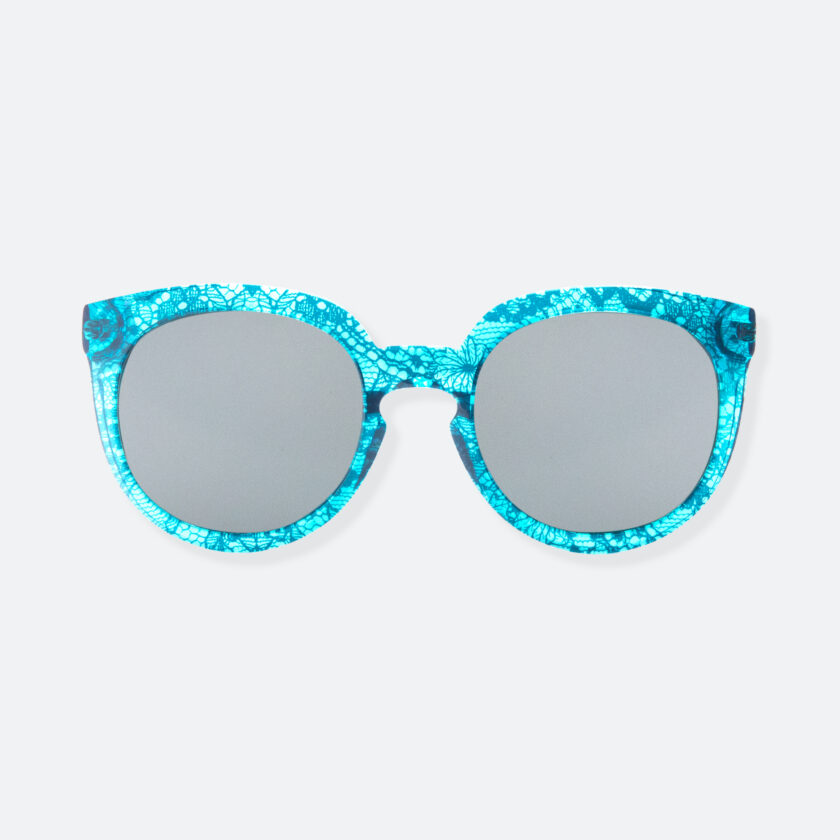OhMart People By People - Wayfarer Round Acetate Sunglasses ( JFF002 - Transparent Blue - Lace Pattern ) 1