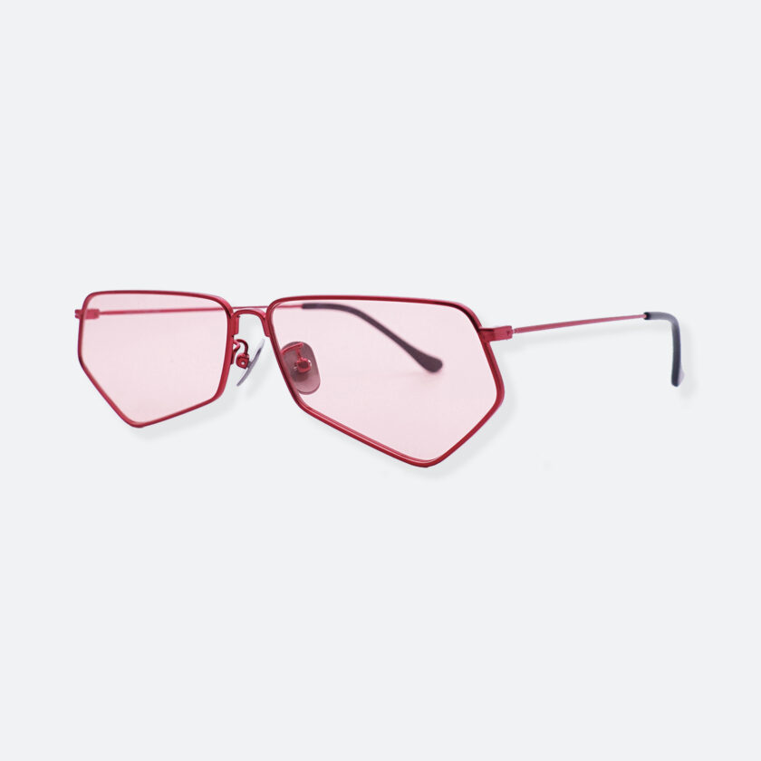 OhMart People By People - Minimal Pentagon Sunglasses ( PS004 col.1 - Pink / Red ) 2