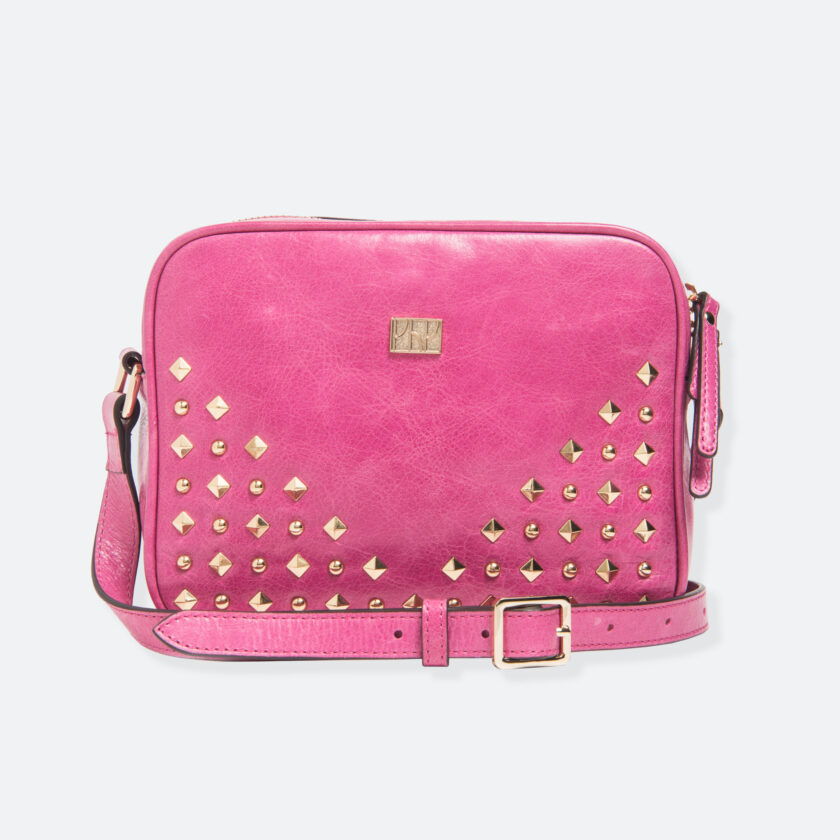 OhMart People by People – Leather Studded Shoulder Handbag ( B006-Pink ) 1