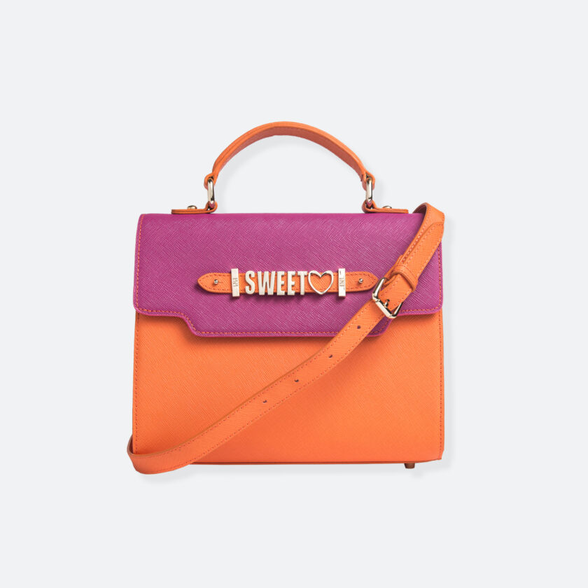 OhMart People By People - Leather Martini Handbag ( Pink - Orange ) 1