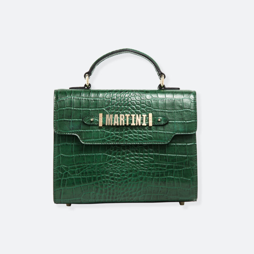 OhMart People By People - Leather Martini Handbag ( Green - Crocodile skin ) 3