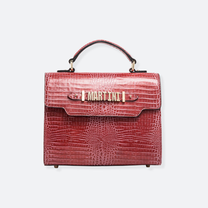 OhMart People By People - Leather Martini Handbag ( Red - Crocodile skin ) 3