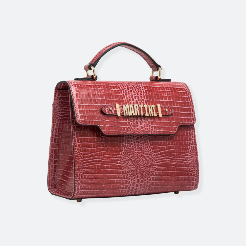 OhMart People By People - Leather Martini Handbag ( Red - Crocodile skin ) 2