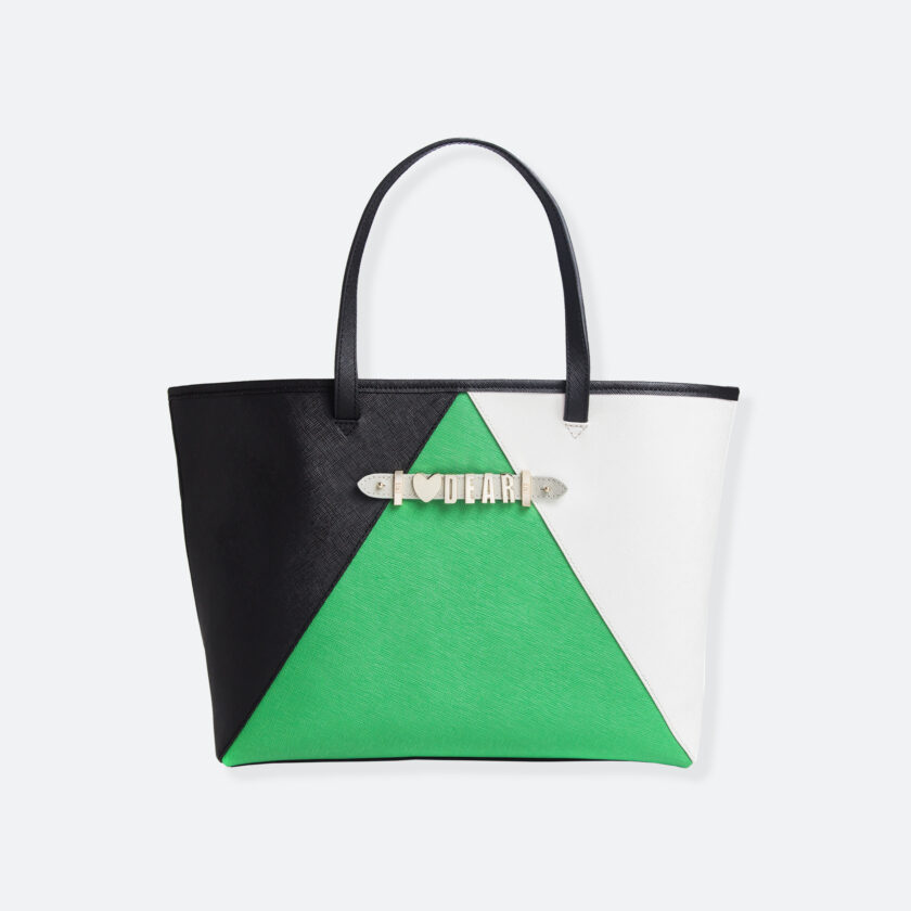 OhMart People by People – Leather Tote Bag ( Kir - Black-Green-White ) 1