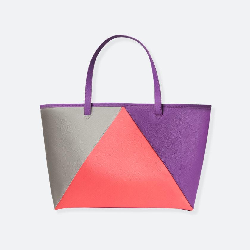 OhMart People by People – Leather Tote Bag ( Kir - Purple-Pink-Gray ) 3