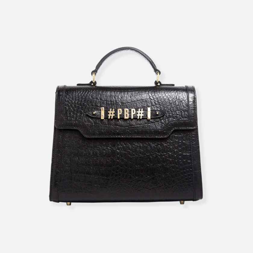 OhMart People By People - Leather Maxi Martini Handbag ( Black - Crocodile skin ) 3