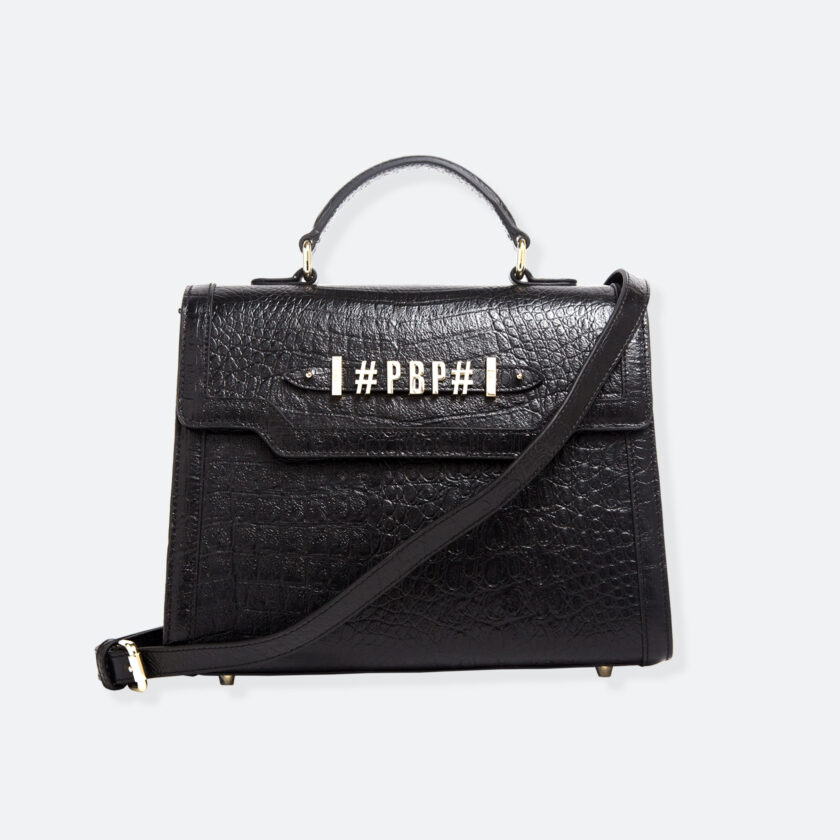 OhMart People By People - Leather Maxi Martini Handbag ( Black - Crocodile skin ) 1