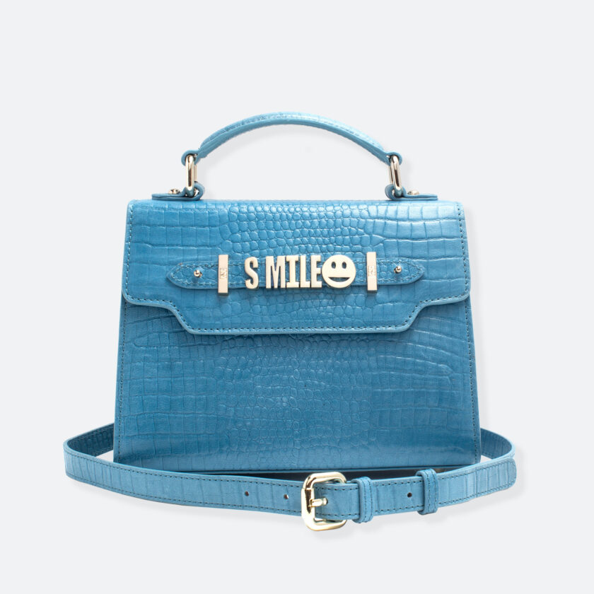 OhMart People By People - Leather Mini Martini Handbag ( Blue - Crocodile skin ) 1
