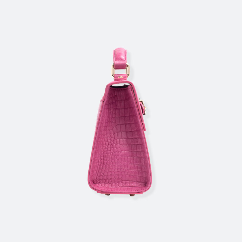 OhMart People By People - Leather Mini Martini Handbag ( Pink - Crocodile skin ) 2