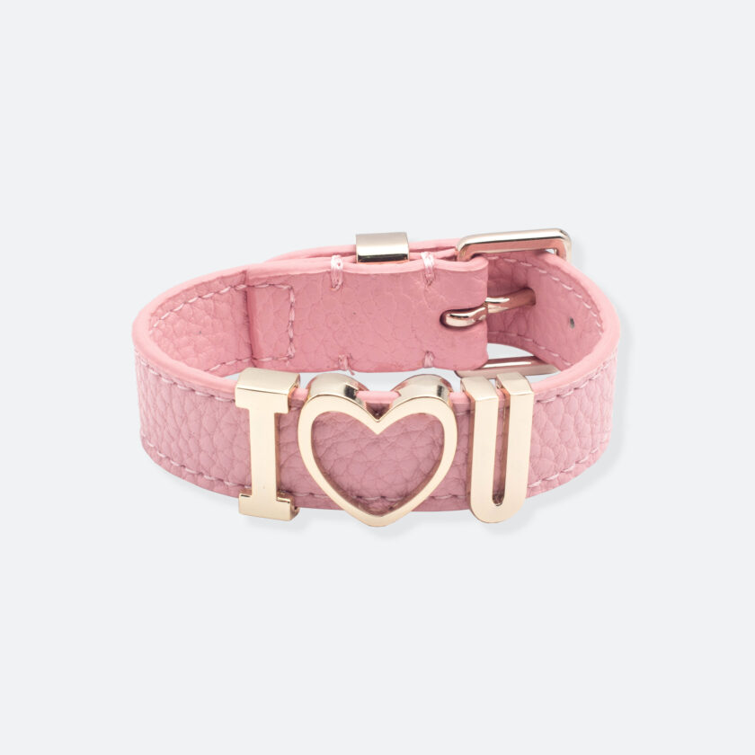 OhMart People by People - Playful Customizable leather Bracelet (Light Pink – Litchi Pattern) 1