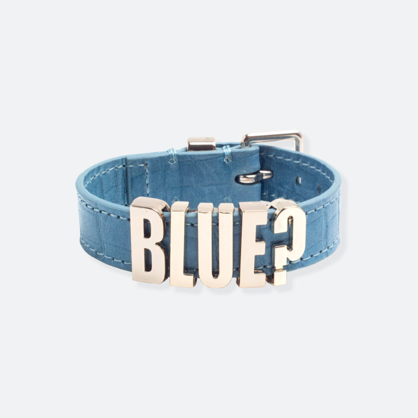 OhMart People by People - Playful Customizable leather Bracelet (Blue - Crocodile skin) 1