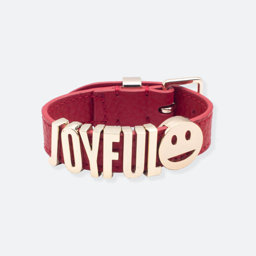 OhMart People by People - Playful Customizable leather Bracelet (Red – Litchi Pattern) 1