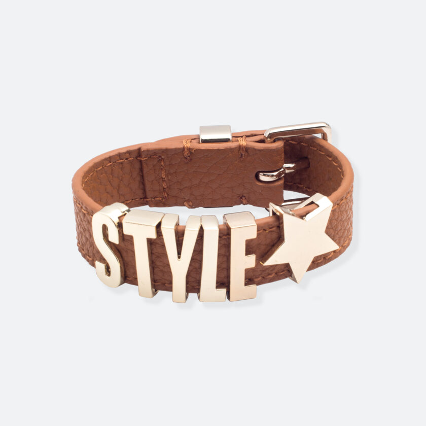OhMart People by People - Playful Customizable leather Bracelet (Brown – Litchi Pattern) 1