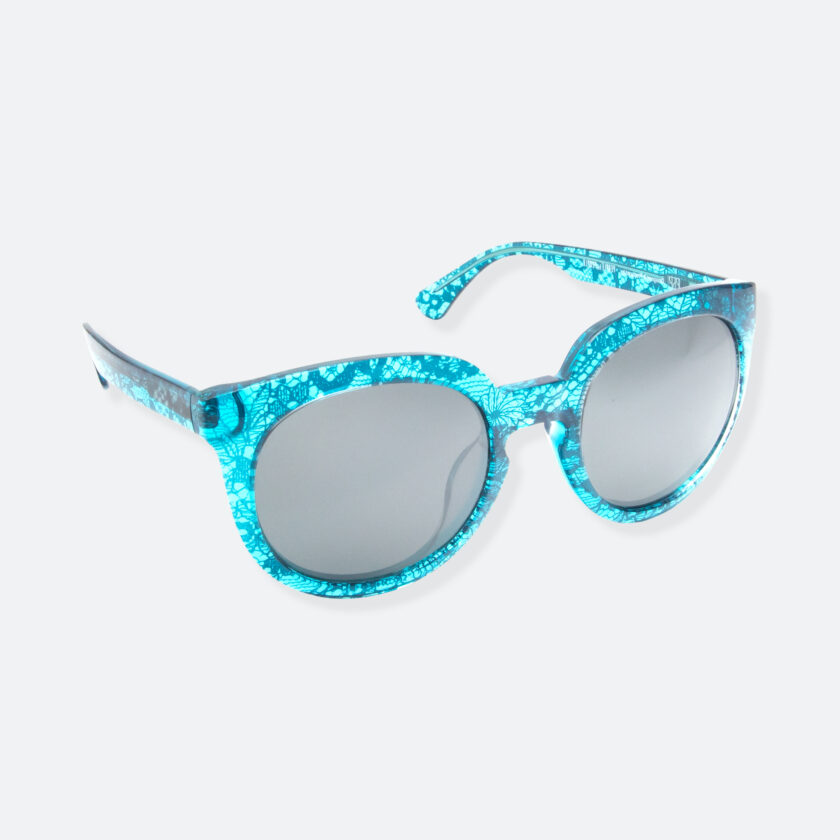 OhMart People By People - Wayfarer Round Acetate Sunglasses ( JFF002 - Transparent Blue - Lace Pattern ) 2