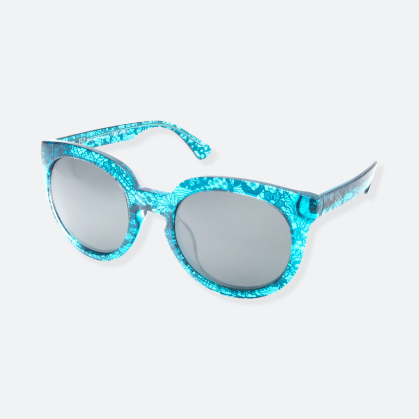 OhMart People By People - Wayfarer Round Acetate Sunglasses ( JFF002 - Transparent Blue - Lace Pattern ) 3