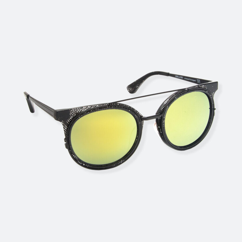 OhMart People By People - Brow Bar Sunglasses ( Refreshed - Line pattern Black / Olive Yellow ) 2