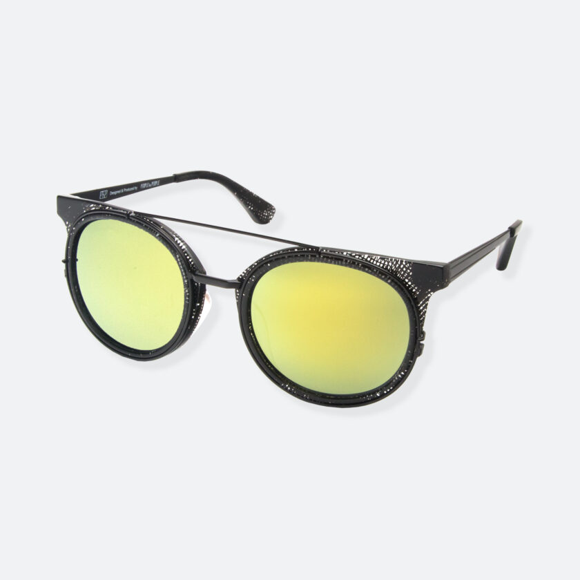 OhMart People By People - Brow Bar Sunglasses ( Refreshed - Line pattern Black / Olive Yellow ) 3