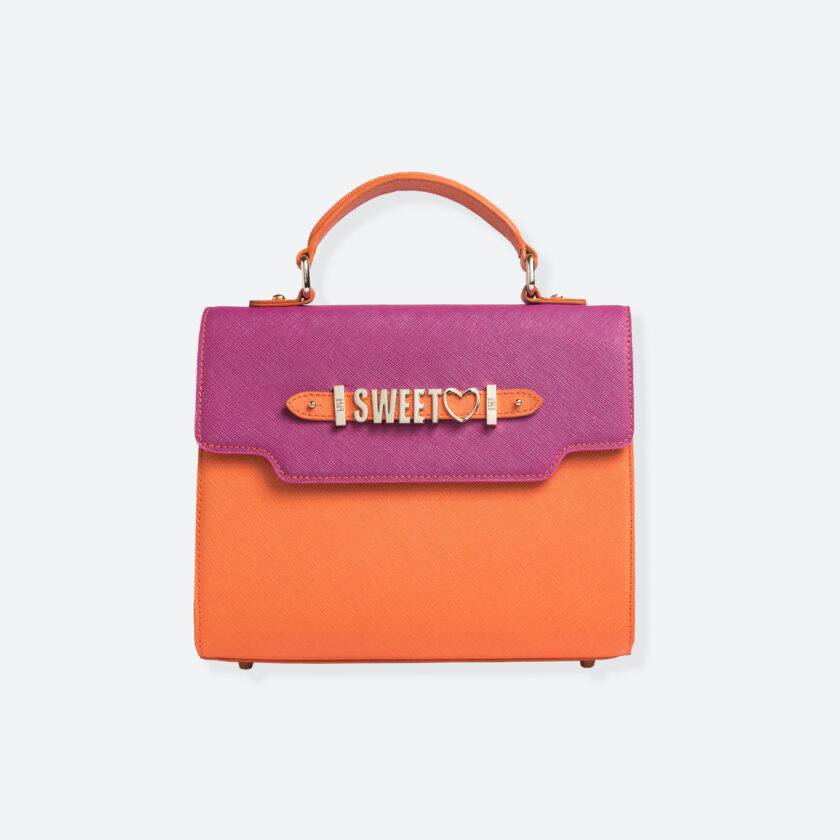 OhMart People By People - Leather Martini Handbag ( Pink - Orange ) 3